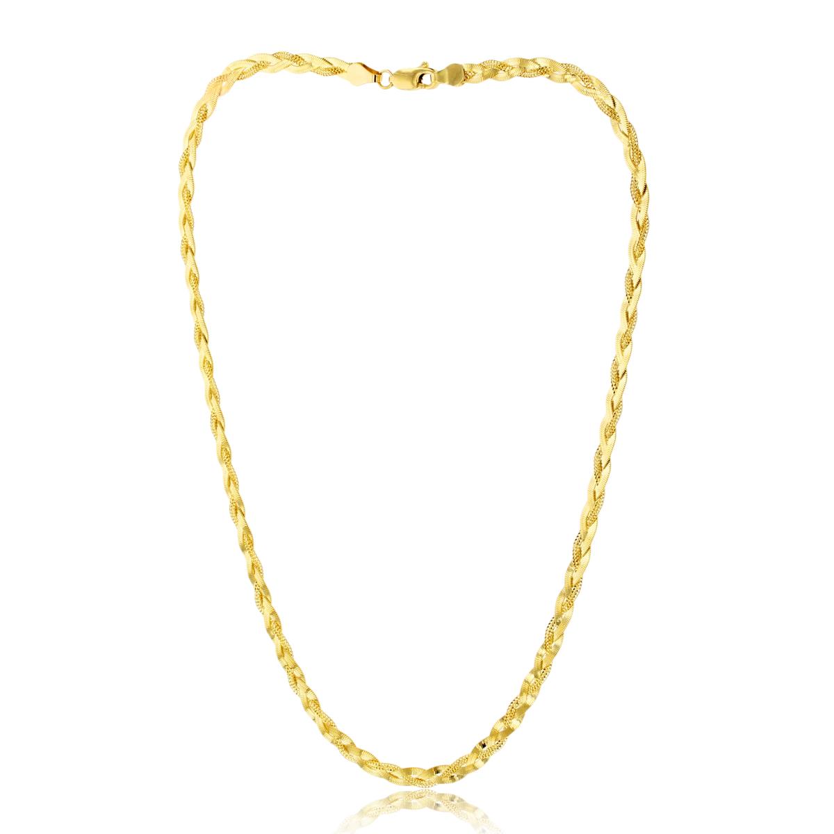 18K Yellow Gold 4.50mm Herringbone & Multi Links Braid 16.5" Weave Necklace