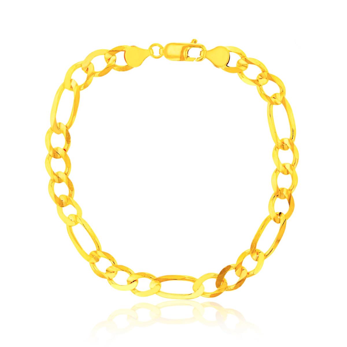 14K Yellow Gold 7.50MM 8.25" Figaro 180 Bracelet