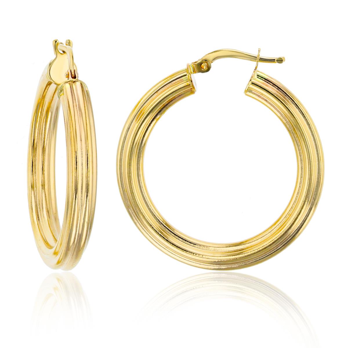 14K Yellow Gold 30x4mm Fluted Hoop Earring