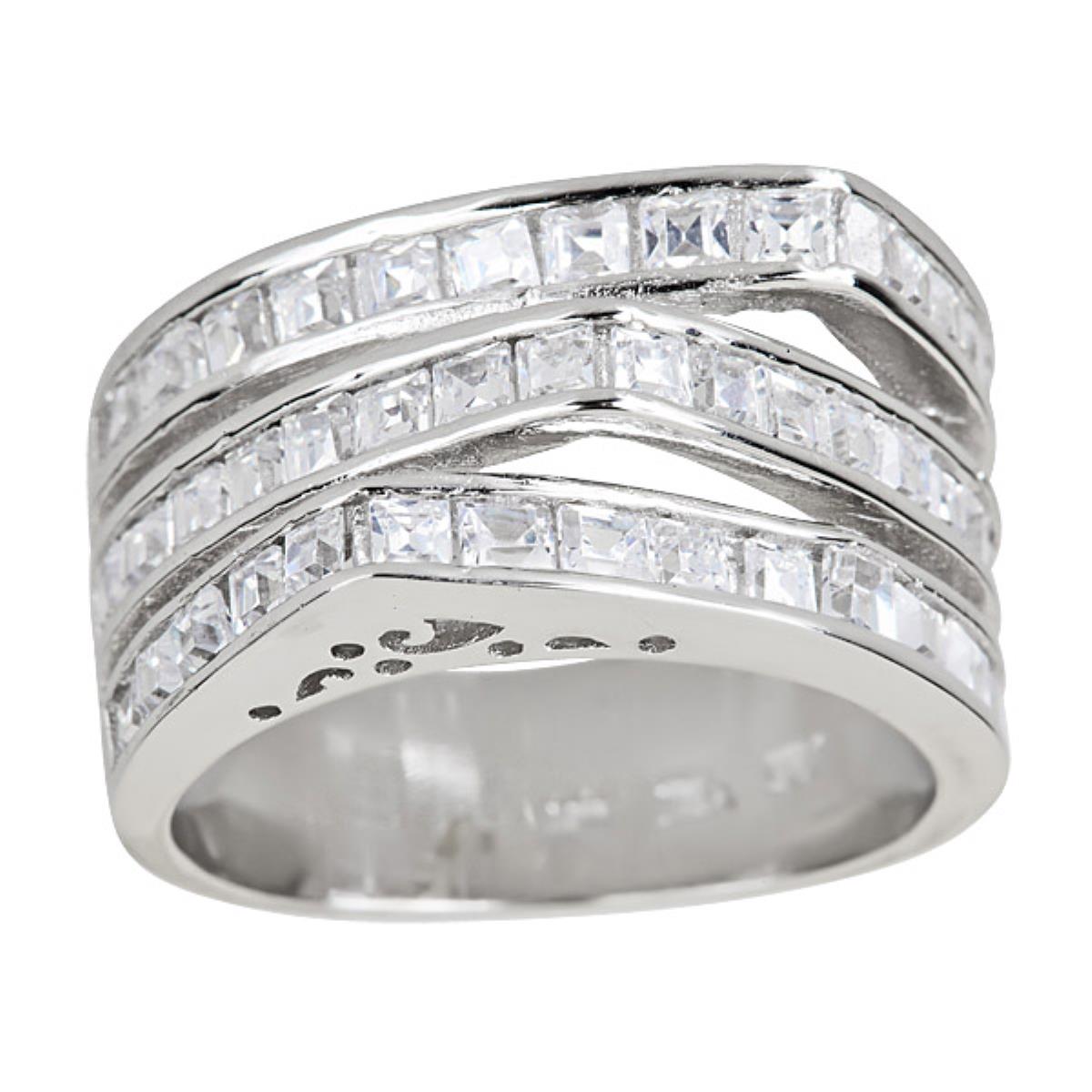 Sterling Silver Princess Cut Fashion Ring