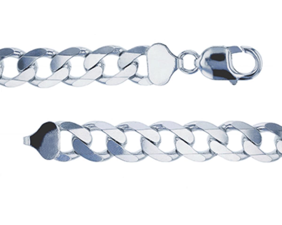 Sterling Silver Rhodium 10.80mm 8.5" 280 Curb Chain Bracelet