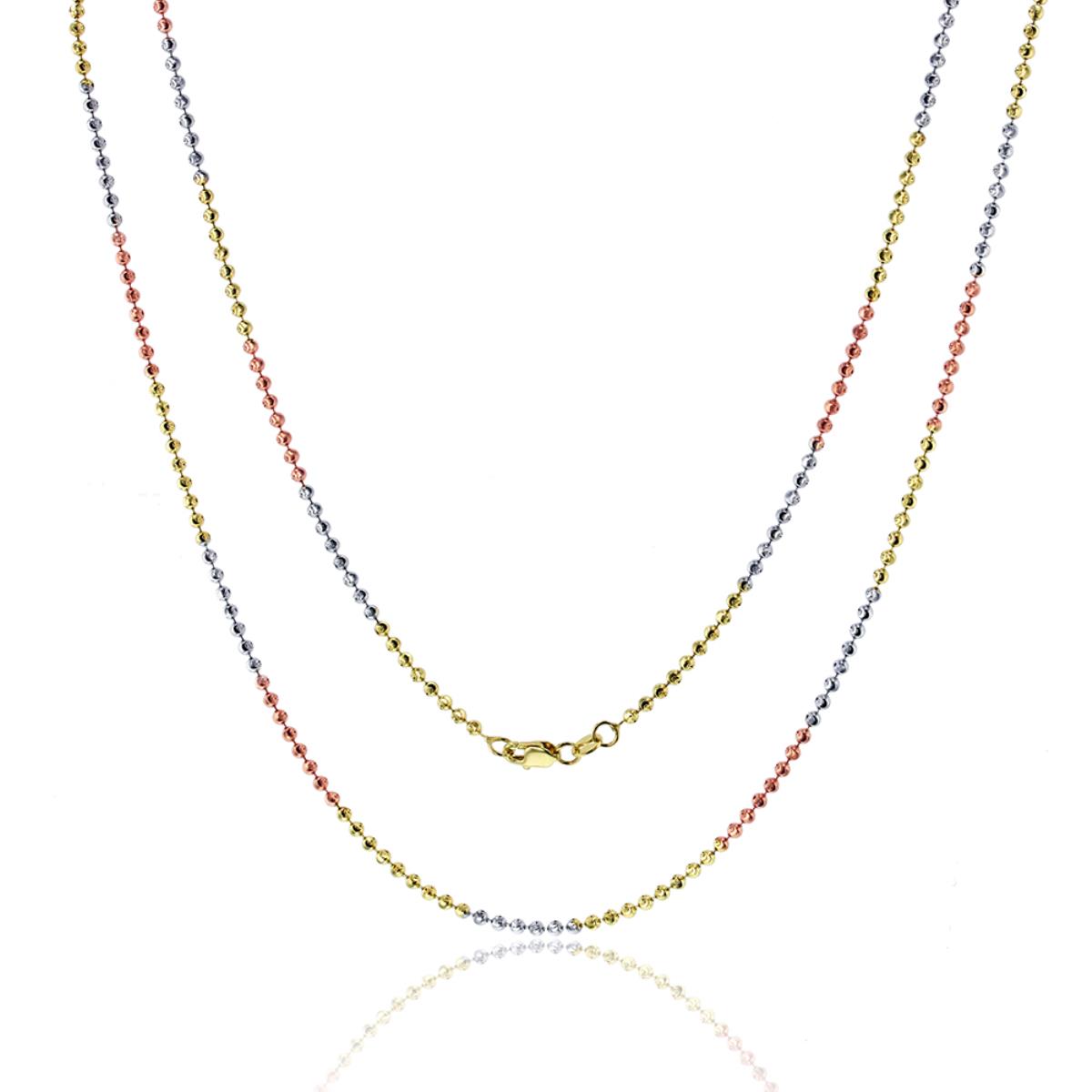 14K Tri-Color Gold 2.50mm 18" Moon Chain