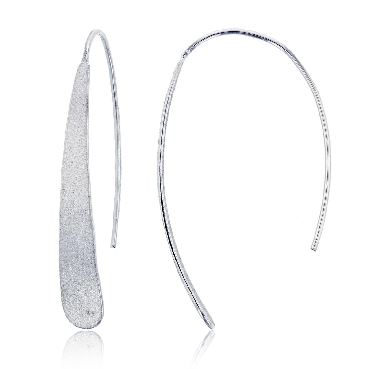 Sterling Silver Rhodium Sand Blast Wire Earring