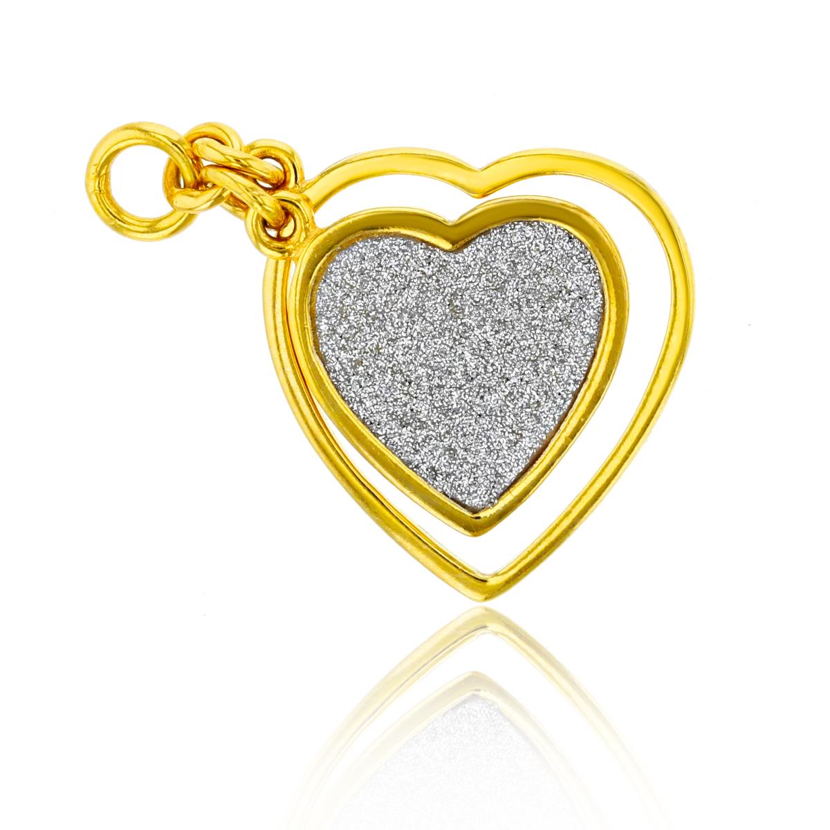 Sterling Silver Yellow Double Hearts Glittered Pendant