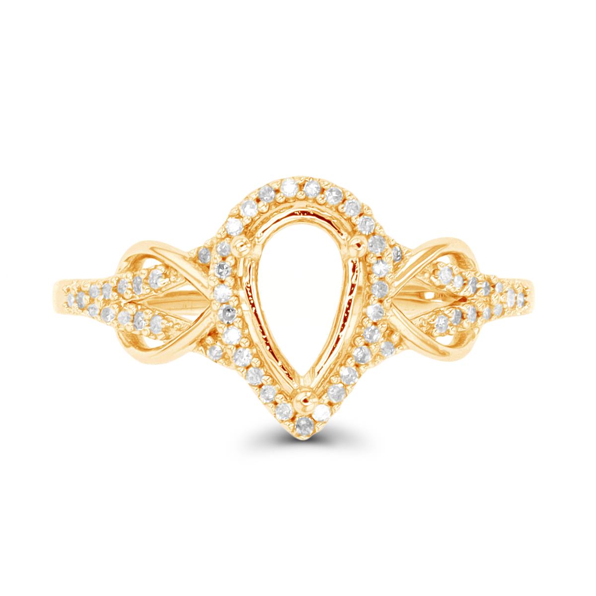 10K Yellow Gold 0.17CTTW Rnd Diamond Semi Mount Knot Sides Ring