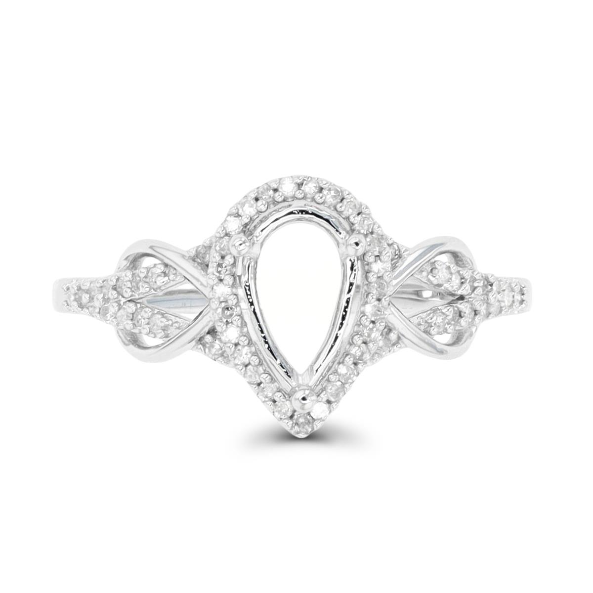 10K White Gold 0.17CTTW Rnd Diamond Semi Mount Knot Sides Ring