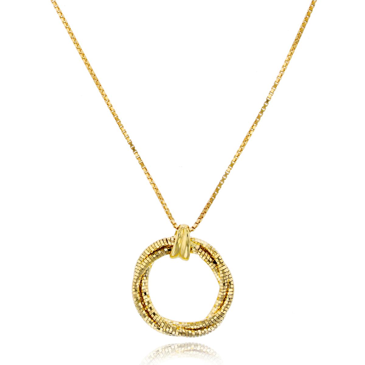 14K Yellow Gold Invert Diamond Cut Double Circles 18"Necklace