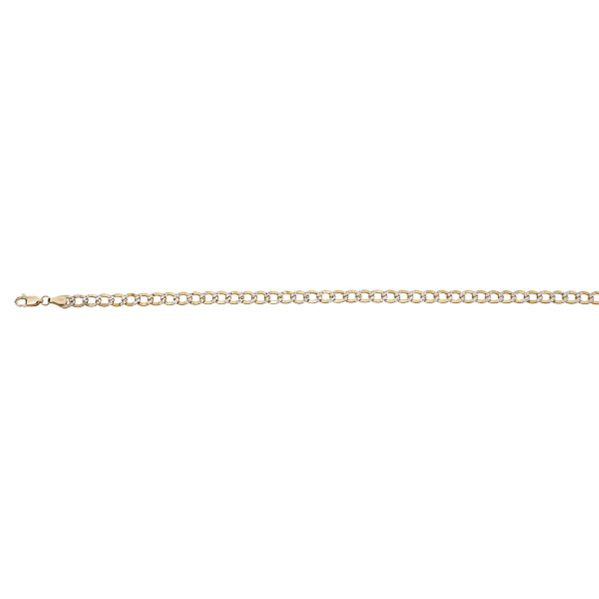 10K Yellow Gold 120 Hollow Cuban White Pave 20" Chain