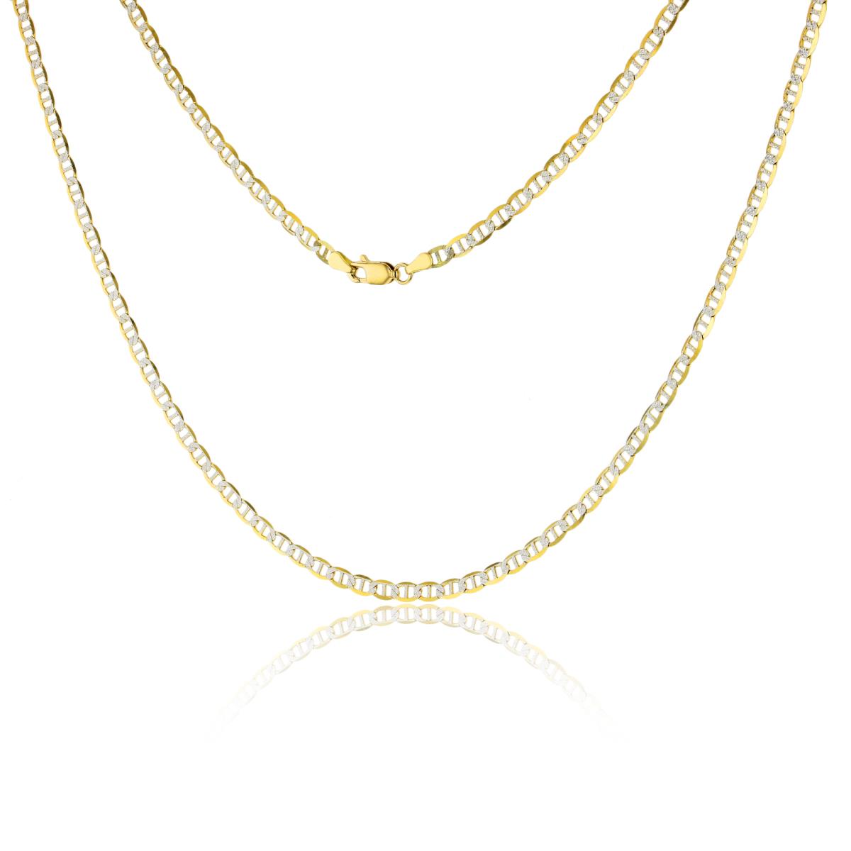 10K Gold Two-Tone 3.50mm 20" Mariner Pave Link Chain