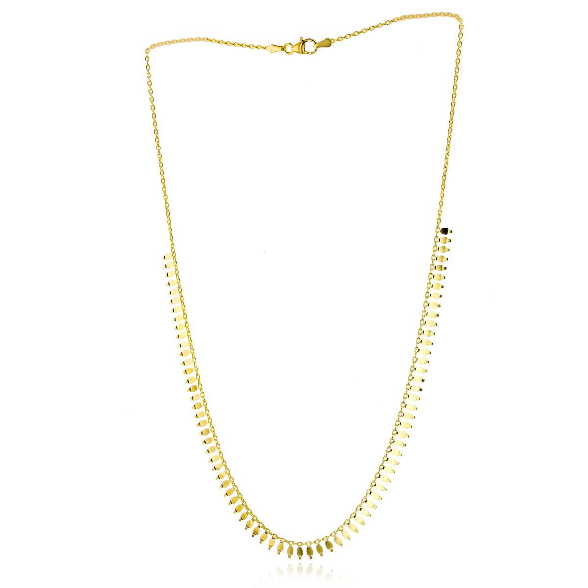 14K Yellow Gold Almond Linear Fancy 16.5" Necklace