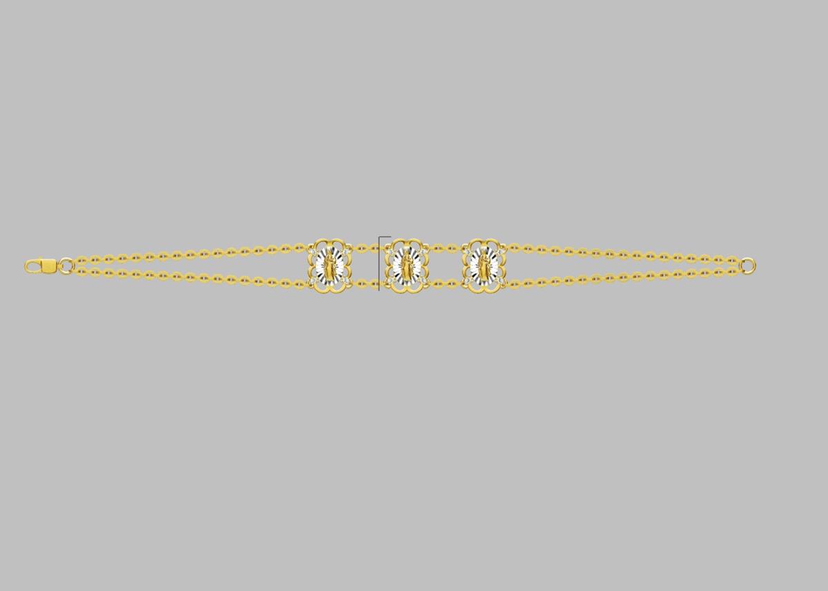 14K Two-Tone Gold 0.12CTTW Diamonds DC Triple Virgin Mary 7.25" Religious Bracelet