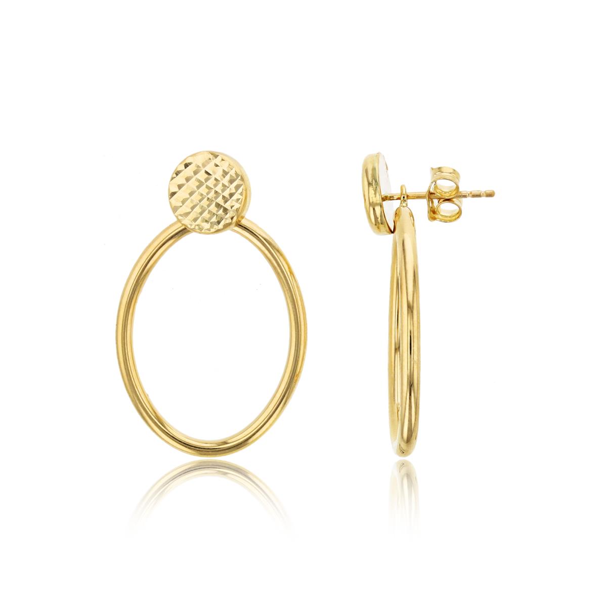 10K Yellow Gold DC Beaded Teardrop Leverback Dangling Earring