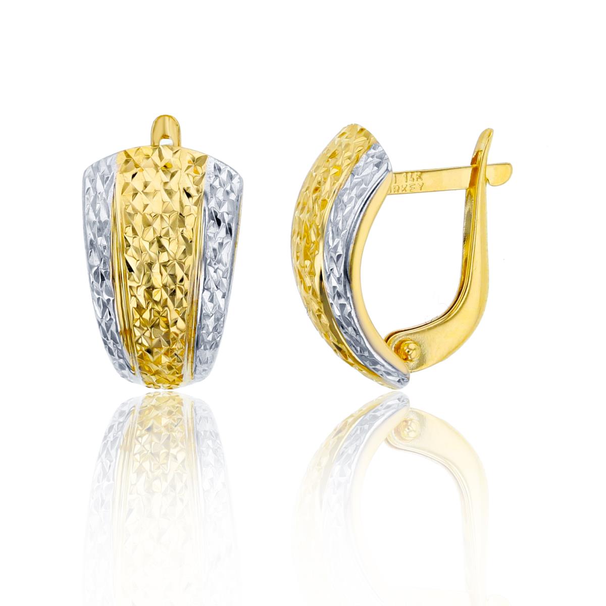 10K Two-Tone Gold 15x9mm Diamond Cut Graduated Latchback Earring