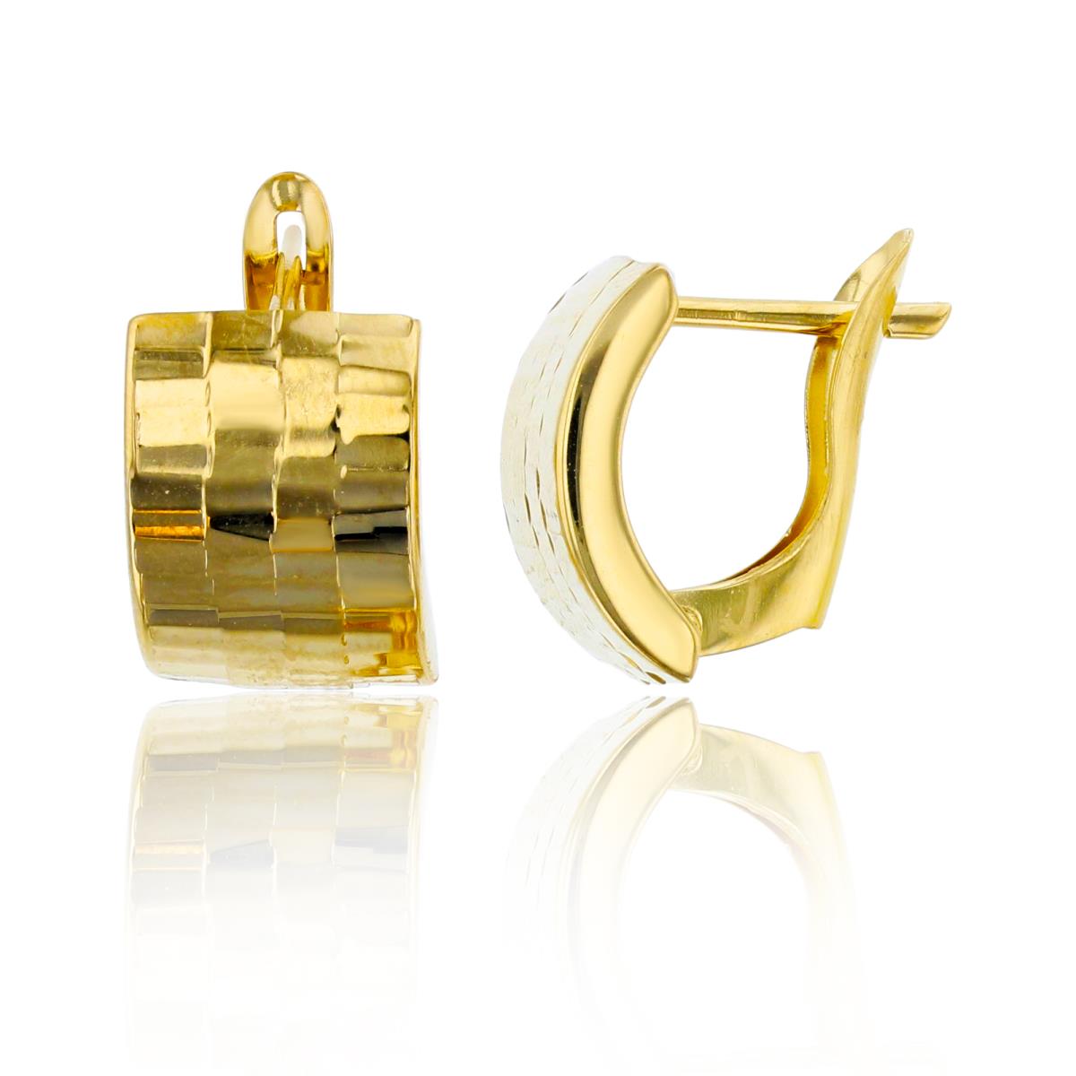 10K Yellow Gold 13x9mm Diamond Cut Latchback Earring