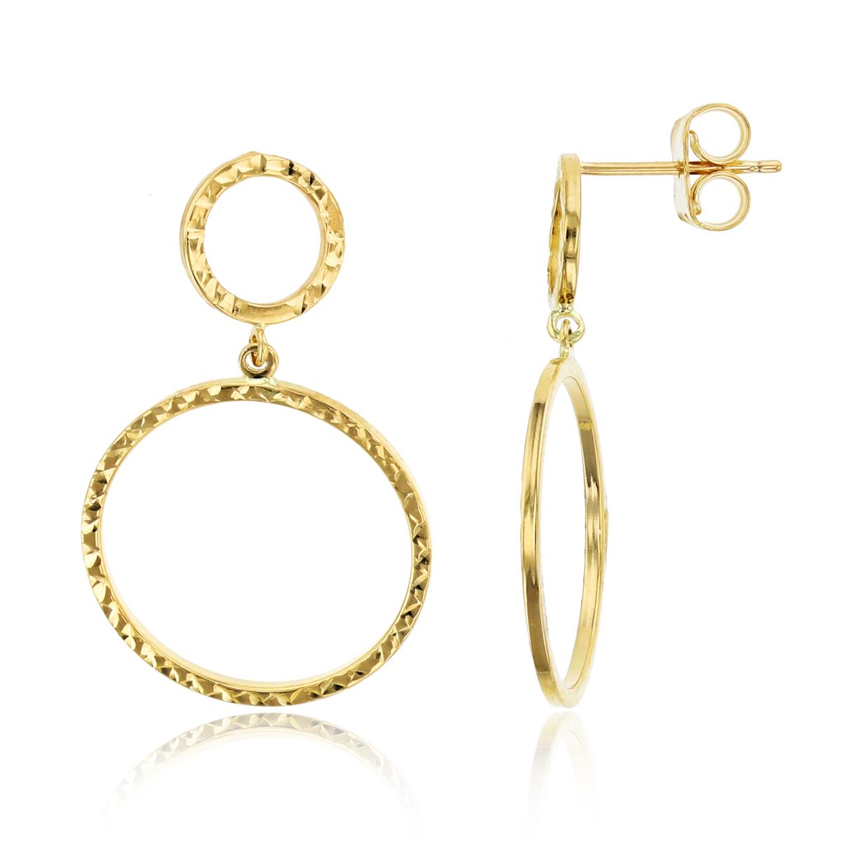 10K Yellow Gold Diamond Cut Open Circles Dangling Earring