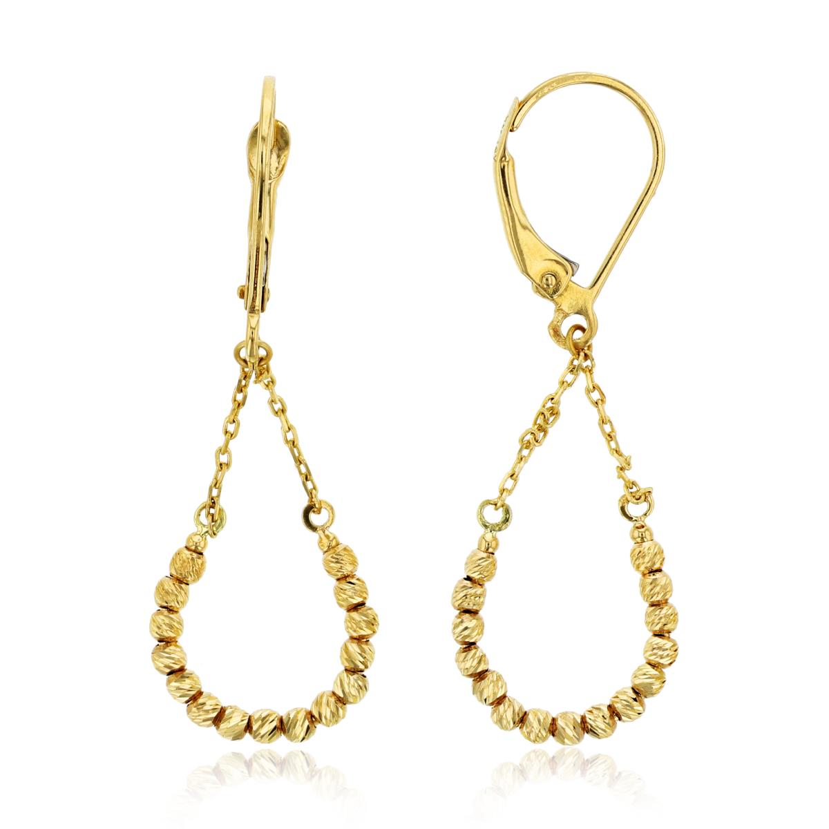 10K Yellow Gold Polished & Diamond Cut Open Oval Dangling Earring