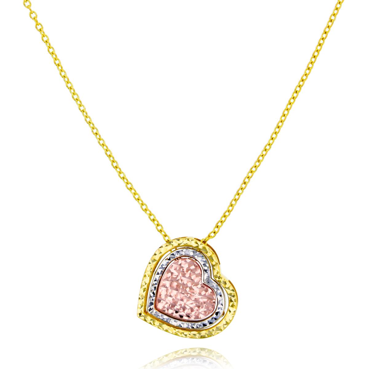 10K Tri-Color Gold DC Hearts Interchangeable Design 17" Necklace