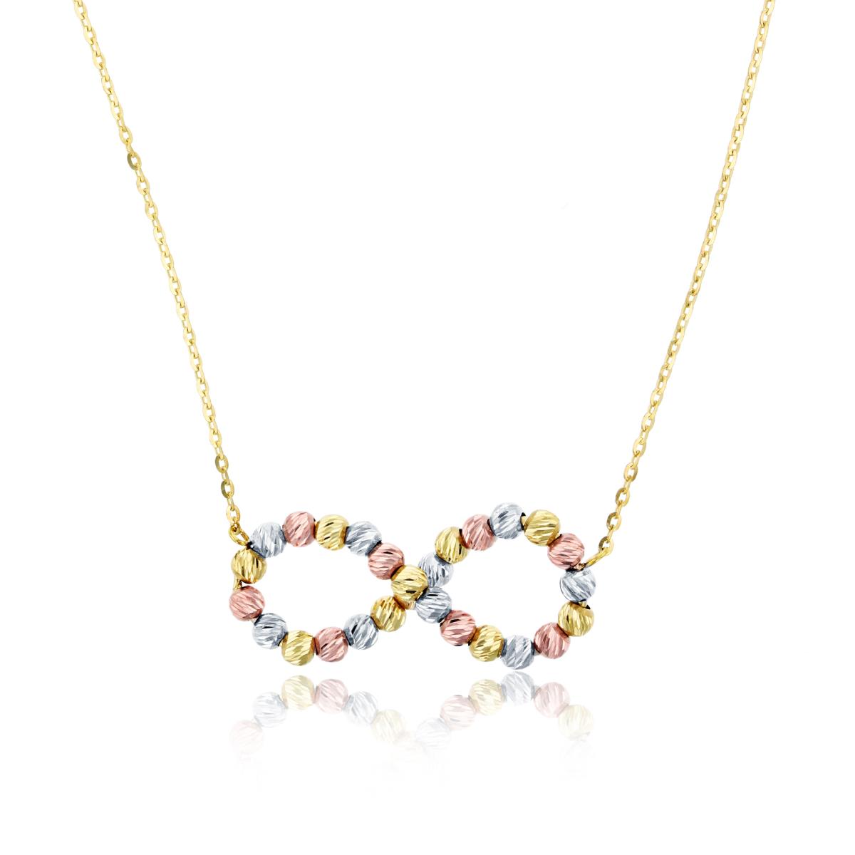 14K Tri-Color Gold DC Beaded Infinity 16"-18" Necklace