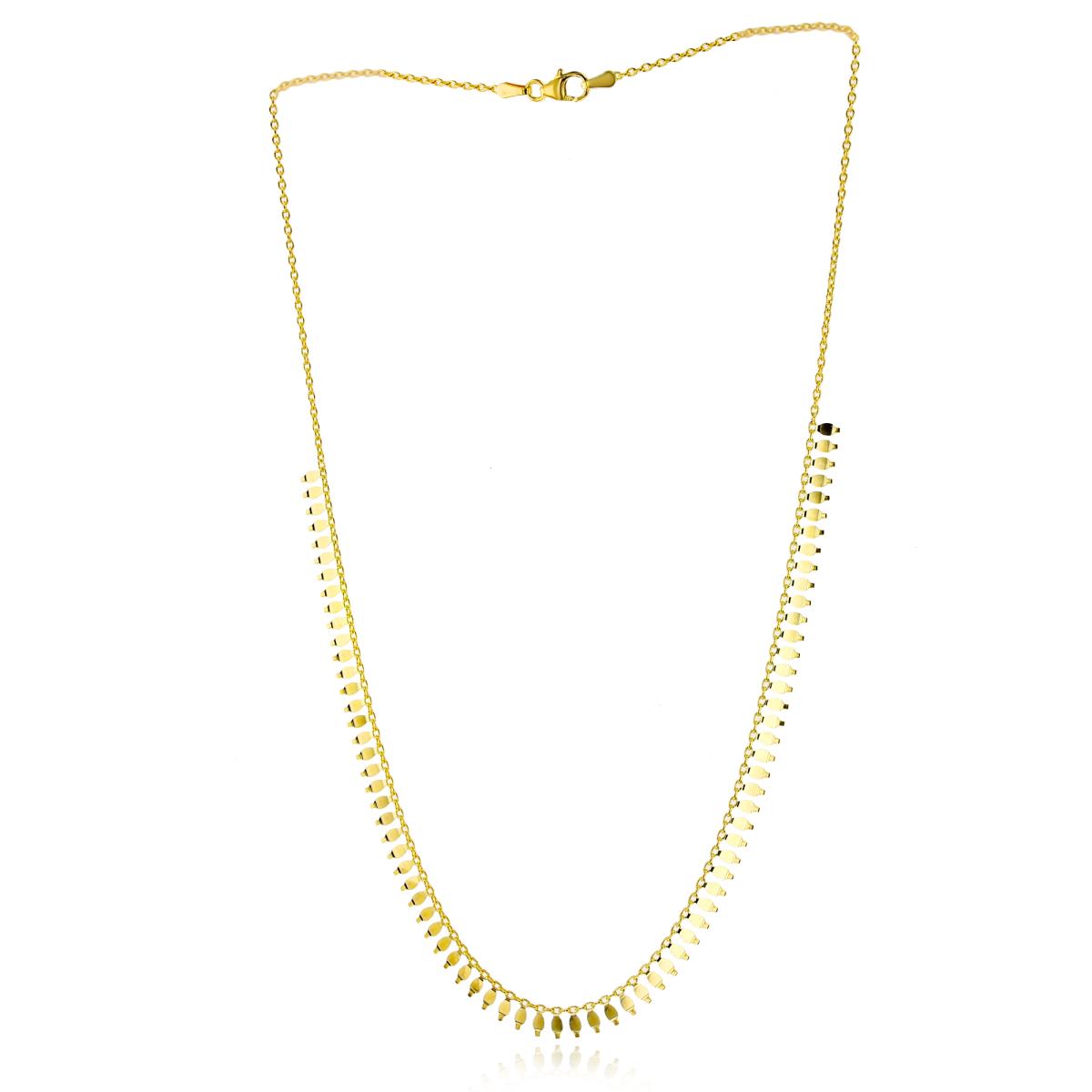 10K Yellow Gold Almond Linear Fancy 16.5" Necklace