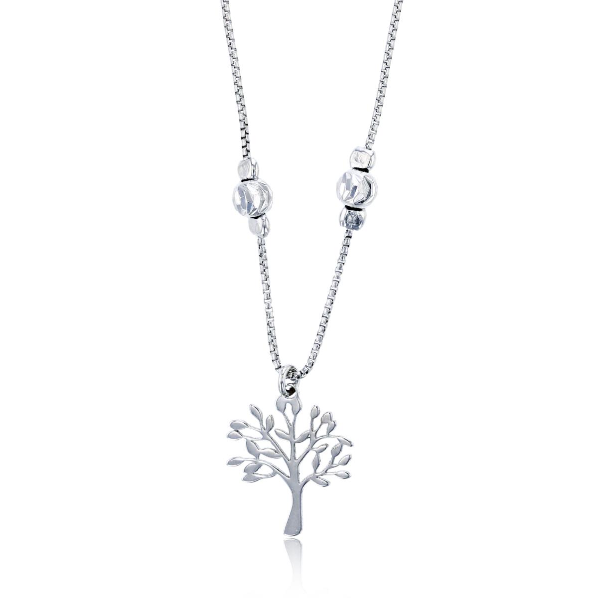 Sterling Silver Rhodium "Tree of Life"with DC Beads 16"+2"Necklace