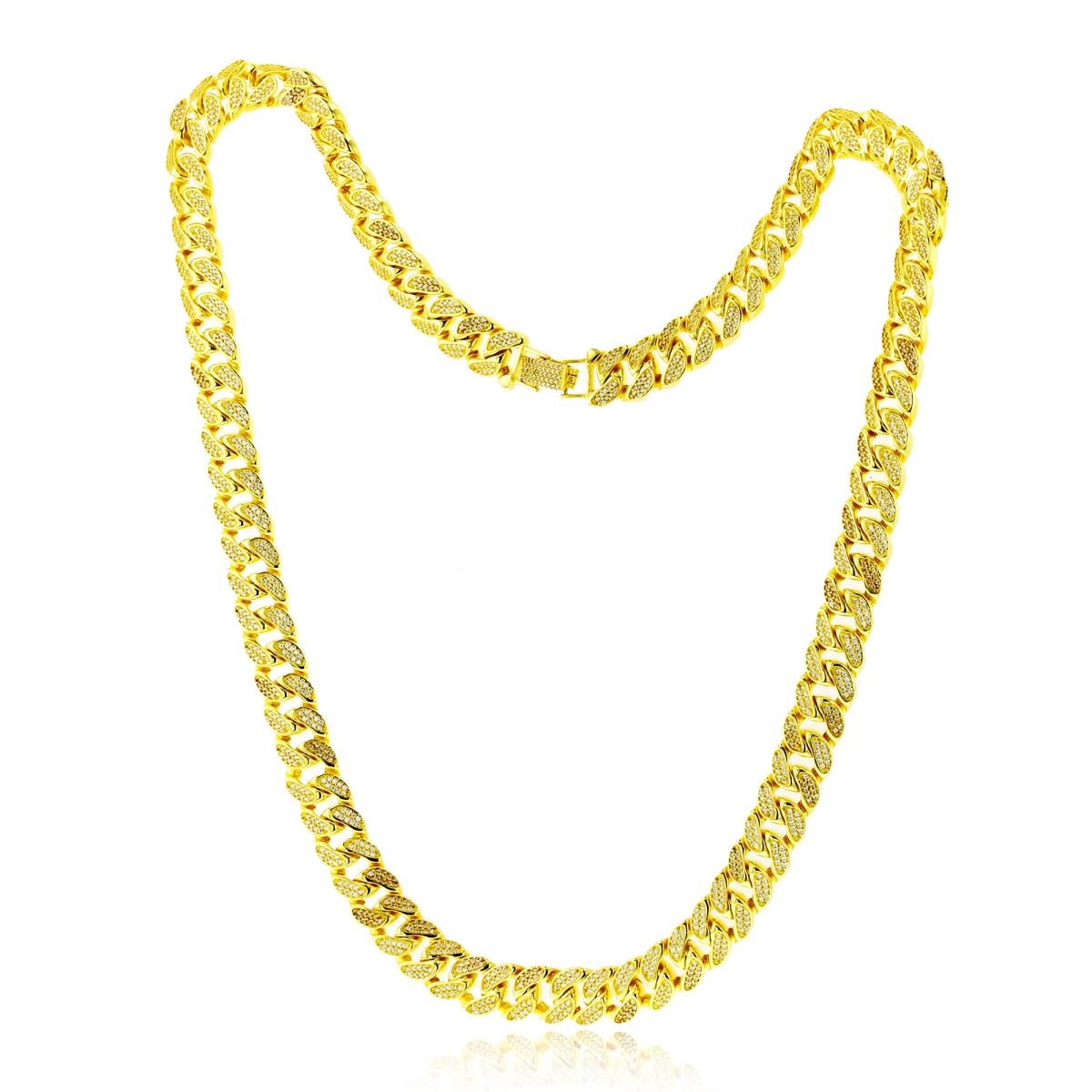 Sterling Silver Yellow Micropave 24" Curb Chain