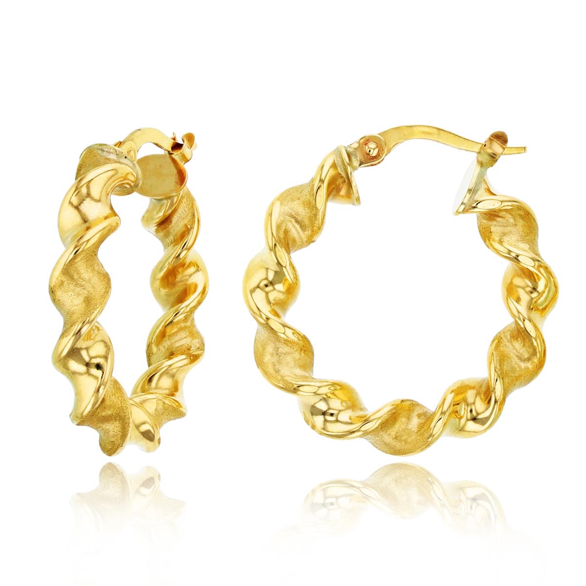 14K Yellow Gold 25x5mm Twisted Hoop Earring