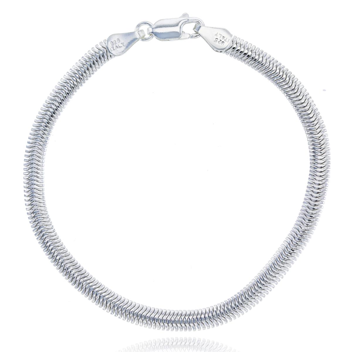 Sterling Silver Silver Plated E-Coated Hollow Herringbone Chain Bracelet