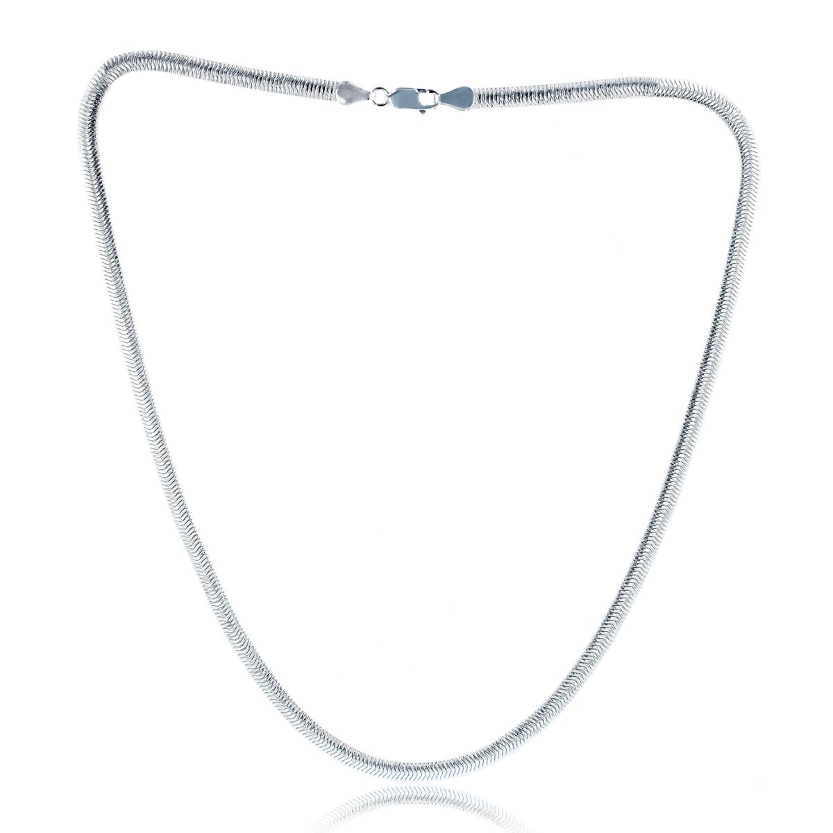 Sterling Silver Silver Plated E-Coated Hollow Herringbone Chain 18" Necklace