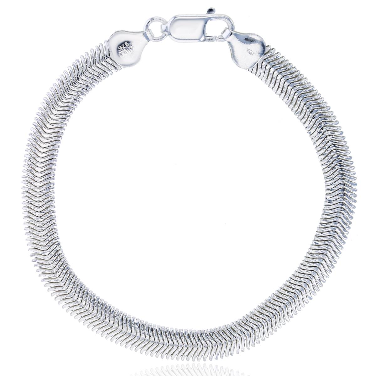 Sterling Silver Silver Plated E-Coated Hollow Herringbone Chain Bracelet
