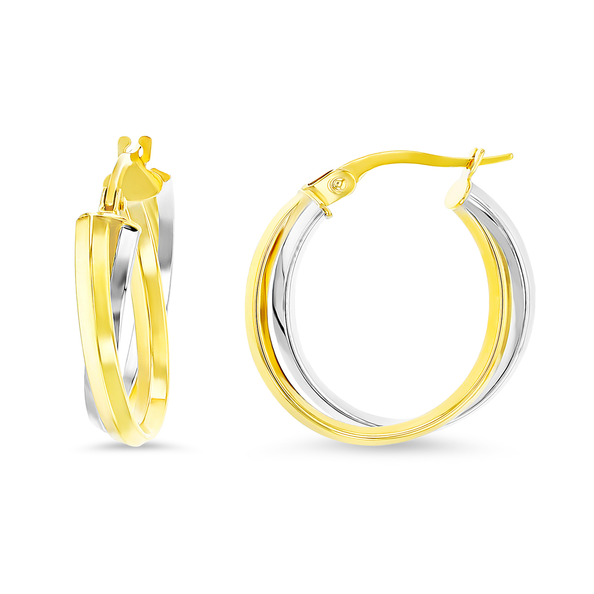 14K Two-Tone Gold High Polished Double Overlapping Hoop Earring