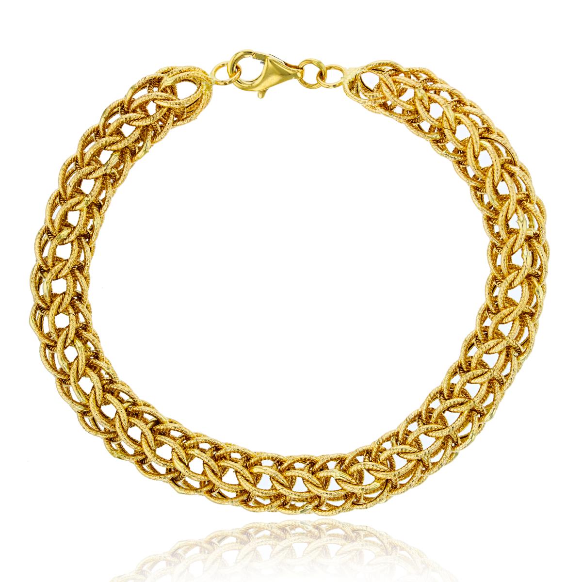 14K Yellow Gold Italian Invert Milgrain Circle Linked 8"Bracelet