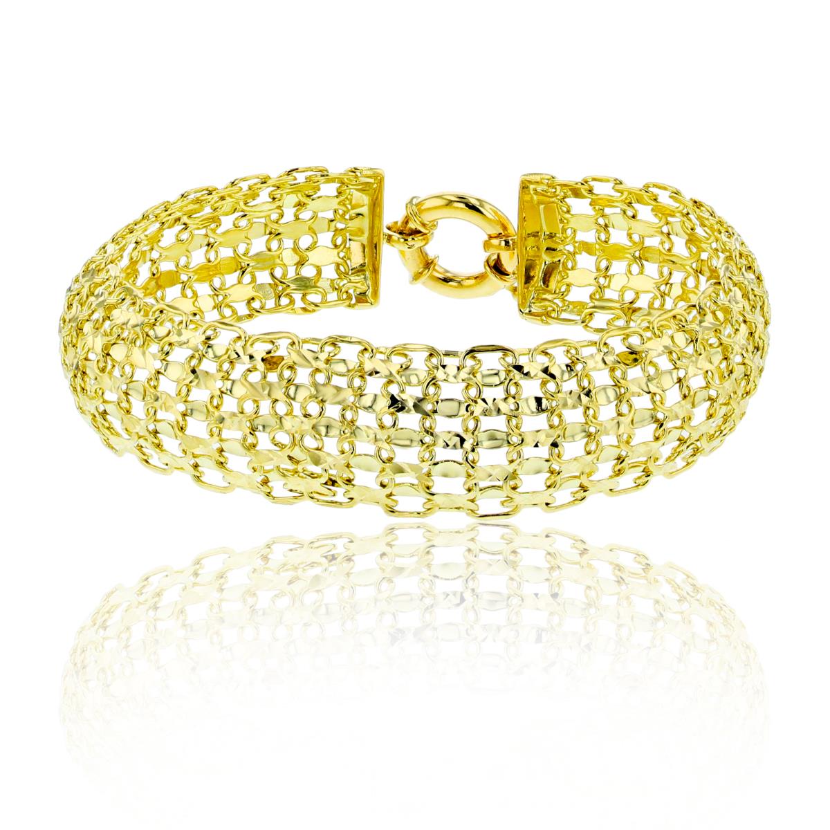 14K Yellow Gold DC Italian Basketweave Flexi 7.5"Bracelet