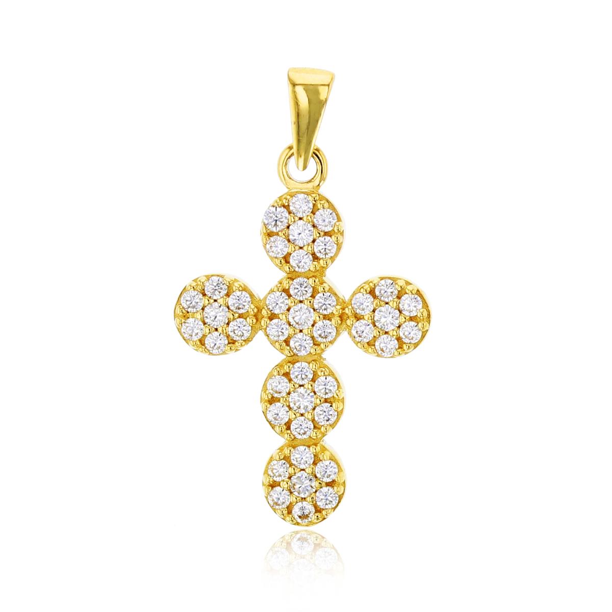 14K Yellow Gold Micropave Cluster Cross Pendant