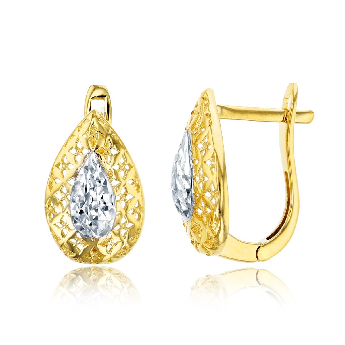 14K Two-Tone Gold DC Pear Shaped Earring