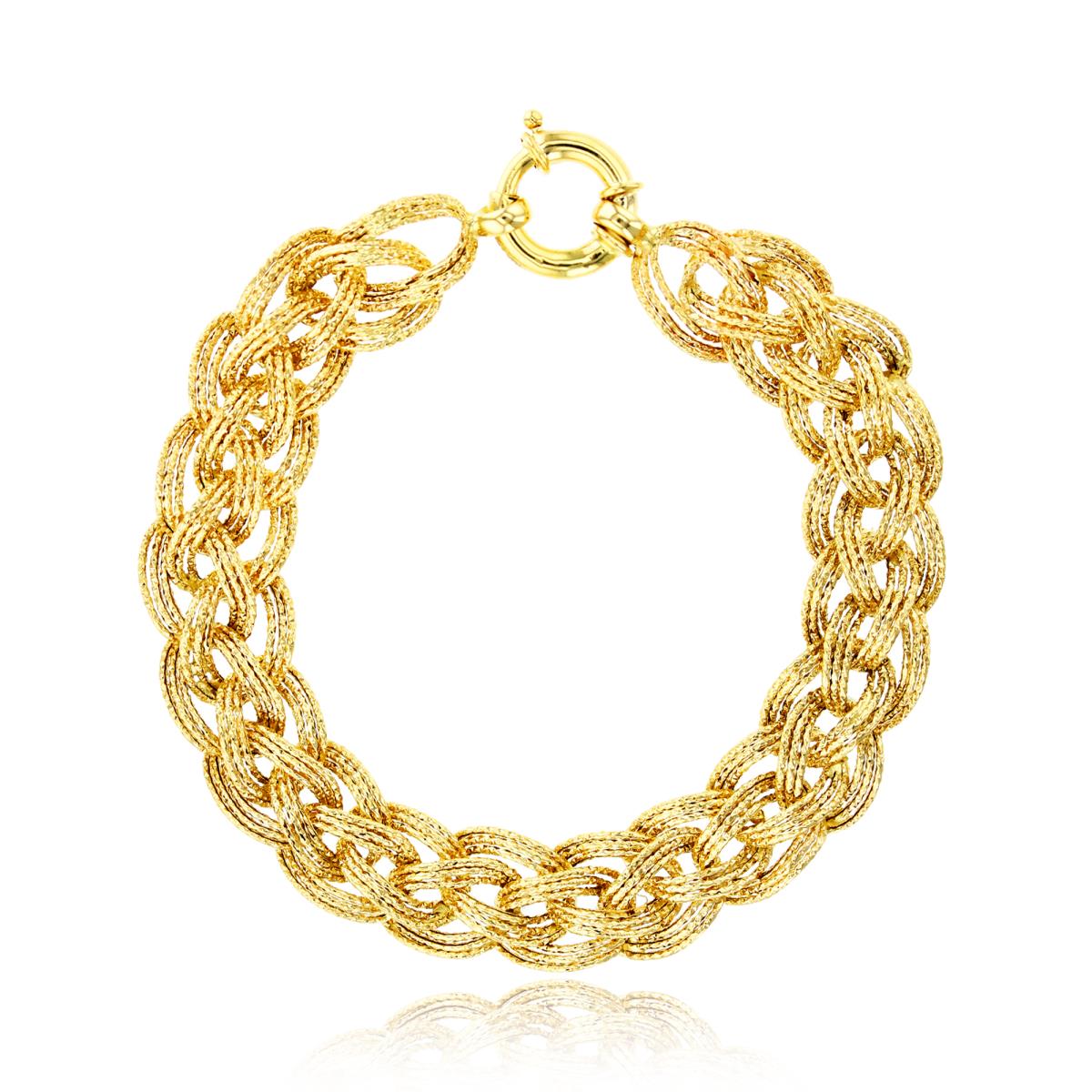 14K Yellow Gold Diamond Cut Braided 7.5" Bracelet