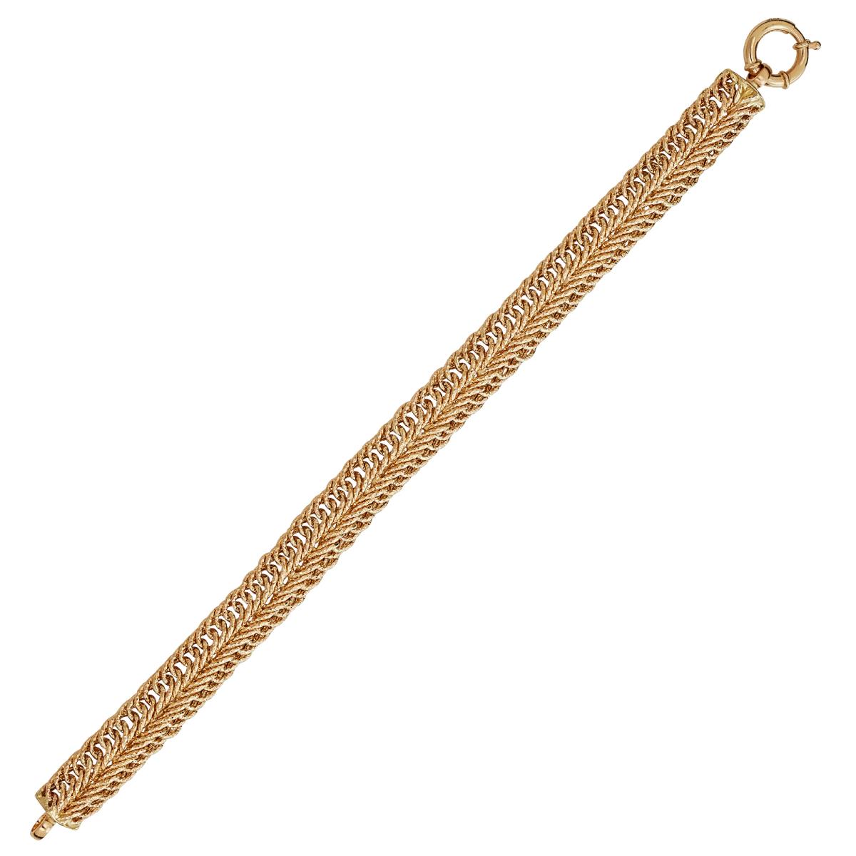 10K Yellow Gold Diamond Cut 7.50" Hollow Open Herringbone Bracelet