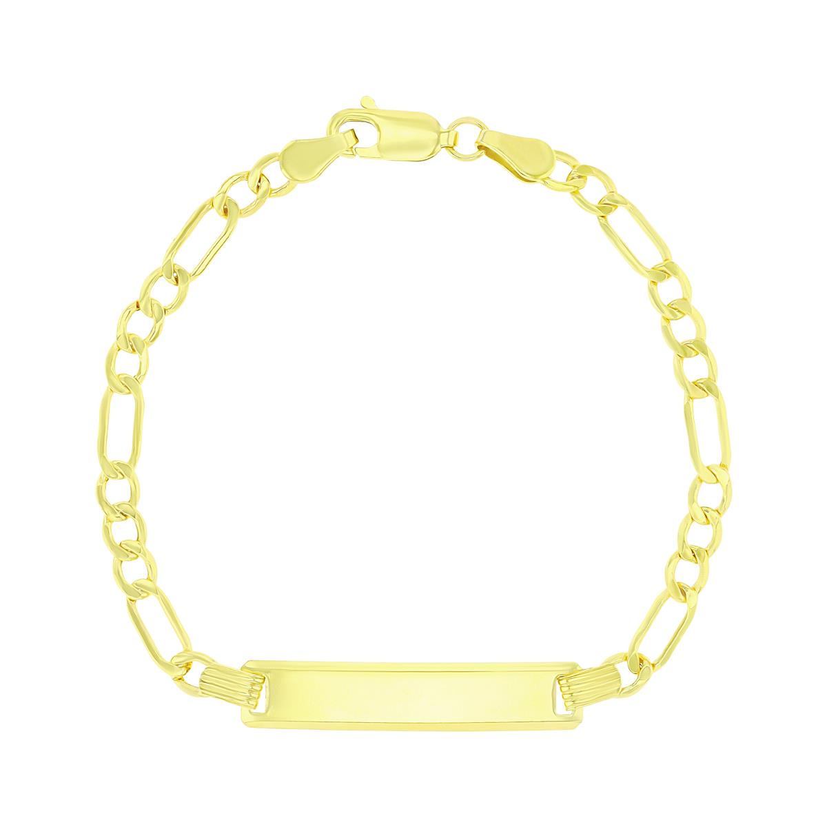 14K Yellow Gold Polished 6" 080 Hollow  Figaro Baby ID Bracelet