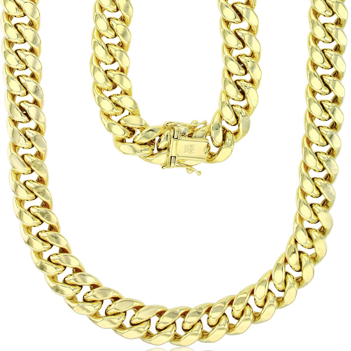 14K Yellow Gold 12mm 28" 300 Hollow Miami Cuban Chain with Box Lock
