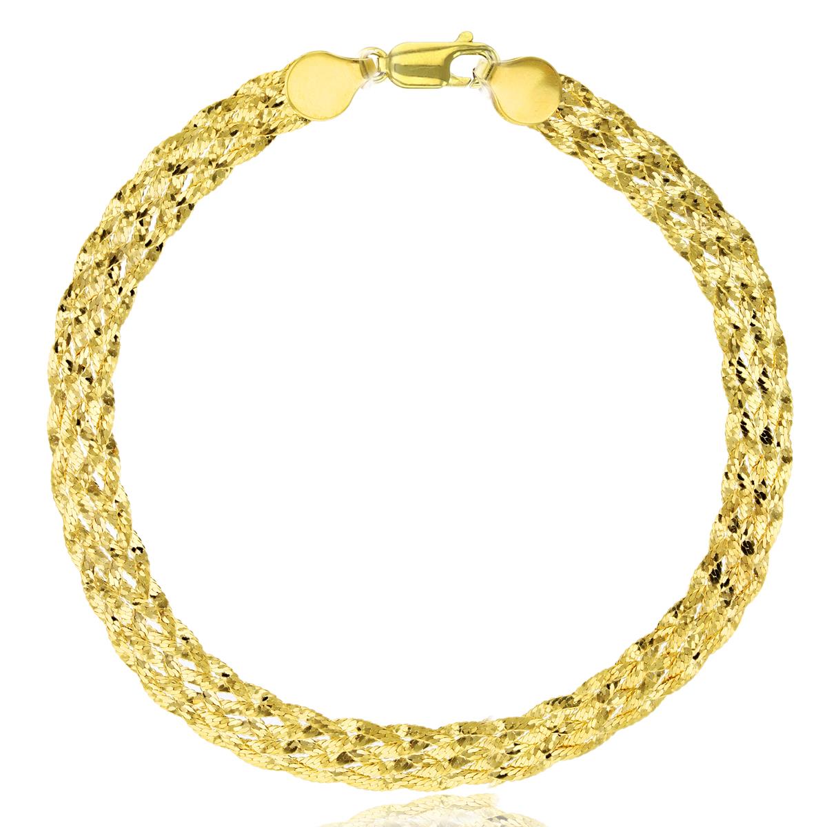 14K Yellow Gold 5.60mm Diamond Cut Braided 7.5" Weave Bracelet