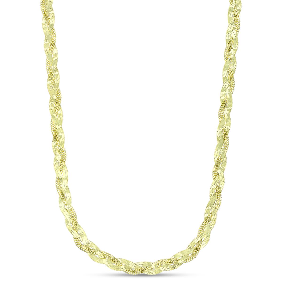 14K Yellow Gold 4.50mm Herringbone & Multi Links Braid 17" Weave Necklace