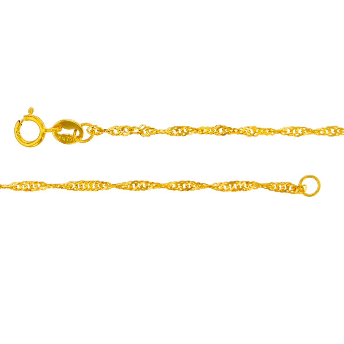 18K Yellow Gold 1.50mm 17.5" 025 Hollow Singapore Chain