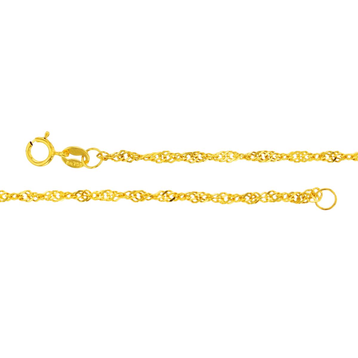 18K Yellow Gold 1.80mm 17.5" 030 Hollow Singapore Chain