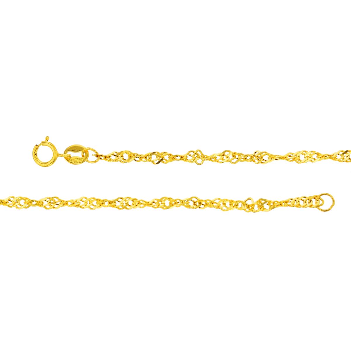 18K Yellow Gold 2.15mm 17.5" 035 Hollow Singapore Chain