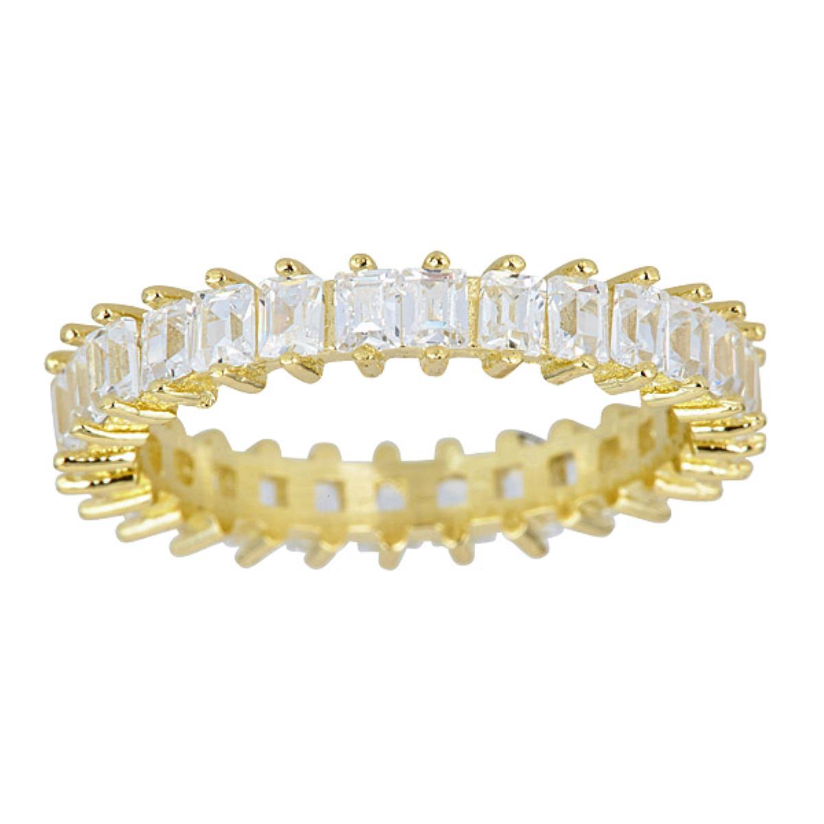 Sterling Silver Yellow 1-Micron 3.5mm Baguette Eternity Band