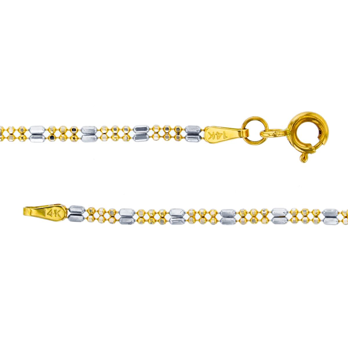 14K Two-Tone Gold 2-String DC Bar & Bead 16" Chain