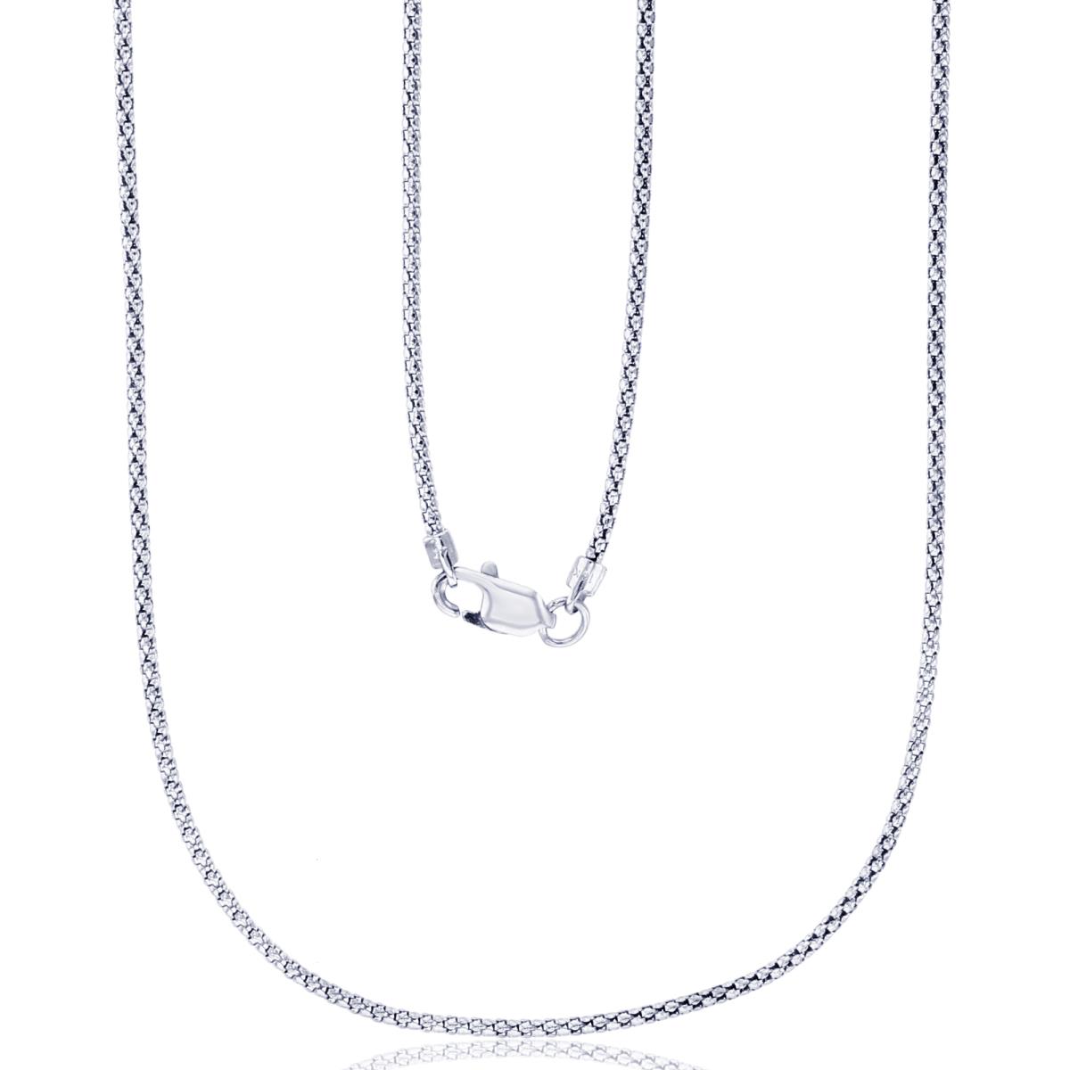 14K White Gold 1.30mm 24" Popcorn 140 Chain