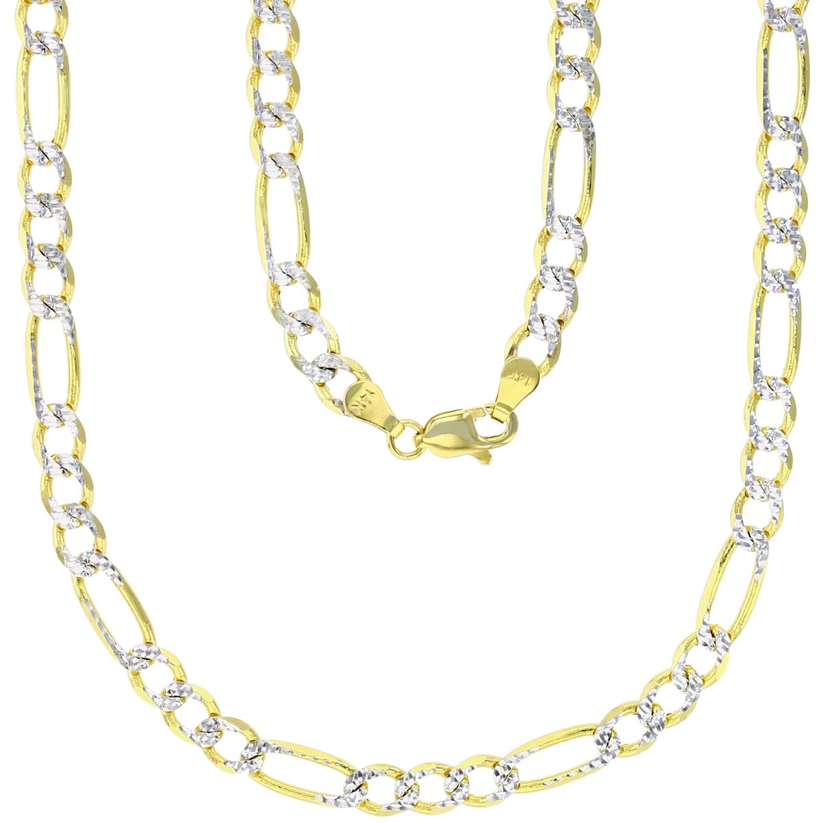 14K Gold Two Tone 5MM 24" Figaro 120 Chain