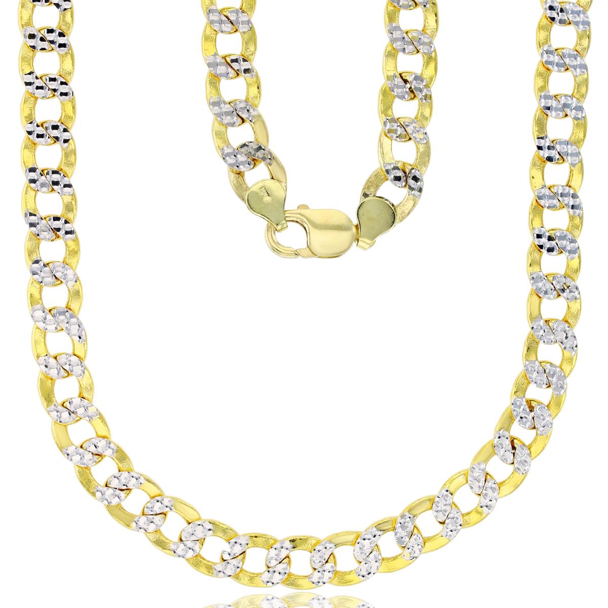 14K Yellow Gold 250 Hollow Cuban White Pave 26" Chain