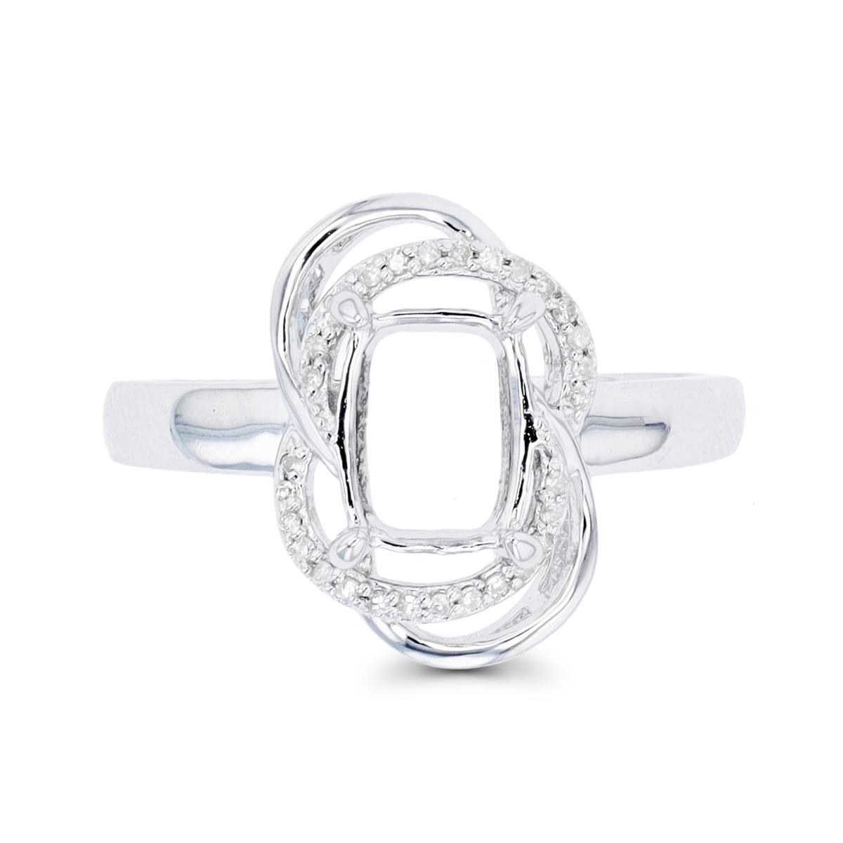 Sterling Silver Rhodium 0.09 CTTW Rnd Diamond Knot Semi Mount Ring