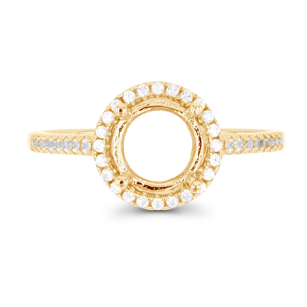 Sterling Silver Yellow 0.20 CTTW Rnd Diamond Semi Mount Circle Halo Ring